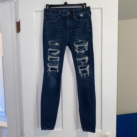American Eagle Outfitters Denim - American Eagle Distressed Dark Wash Hi Rise Jegging Jeans